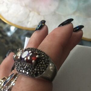 Sterling ring 5.5-6 real gems vintage heavy gorgeous